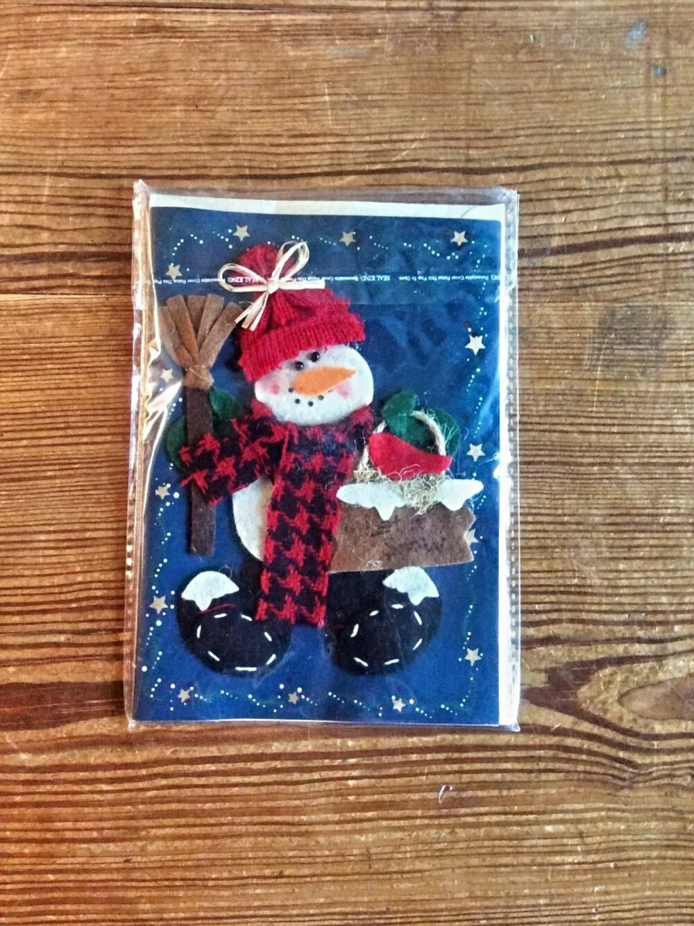 Handmade Felt Christmas Cards Set 12 Santa Snowman Penguin Reindeer w/Envs